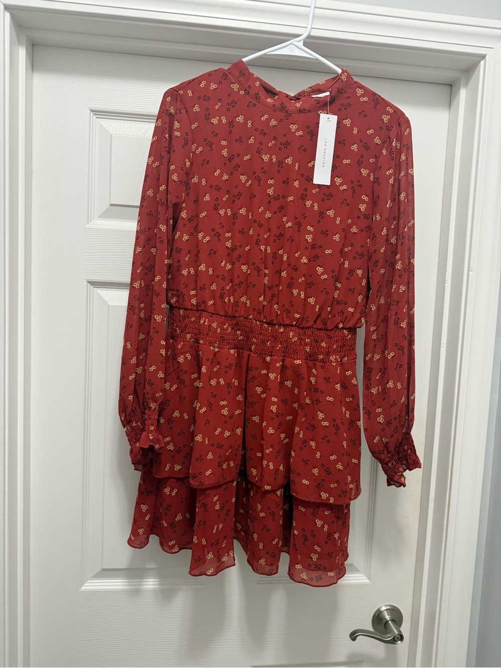Timing Rust Red Floral Button-Front Blouse - Picture 2 of 3